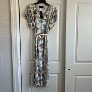NWT Mimi & Dottie Resort Midi Printed Tie Waist Made in USA Dress Sz S